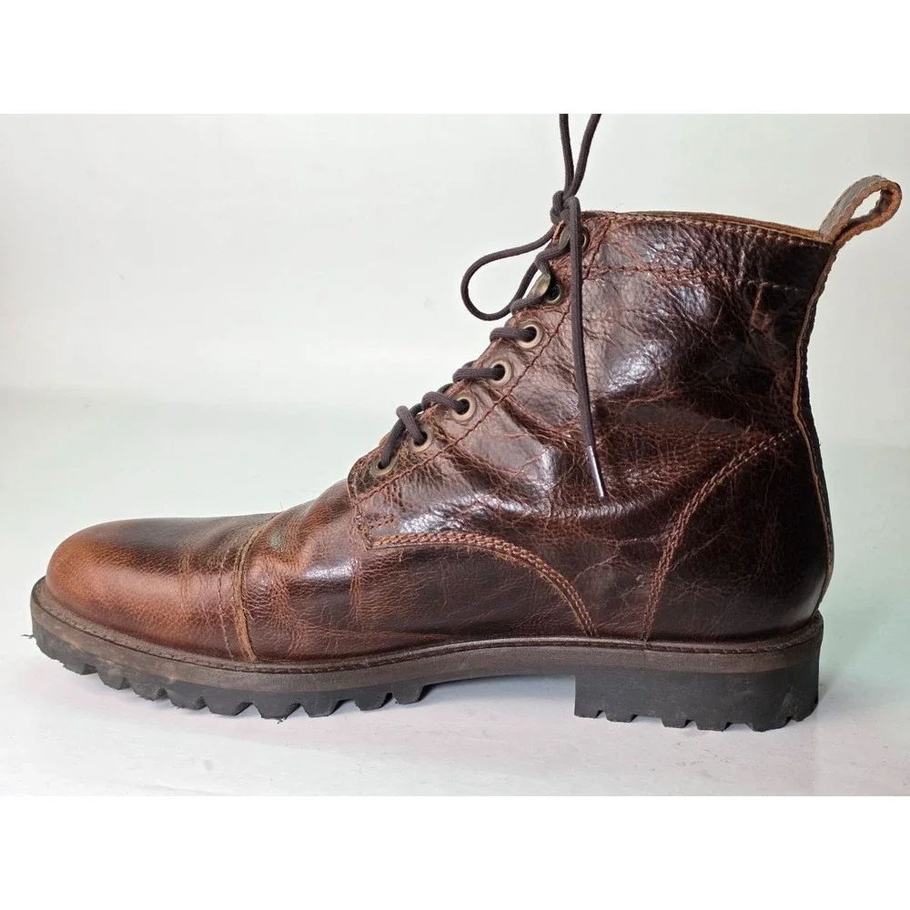 Patina Portland Men's Boots Size 12.5 EU 46 Brown Leather Lace Up High Top Shoes